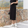 Black Retro Slit Long Skirt - SHIMENG