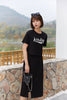 Black Short T-shirt With Letter - SHIMENG