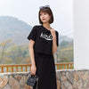 Black Short T-shirt With Letter - SHIMENG