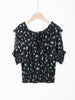 Black Silk Ditsy Floral T-shirt - SHIMENG