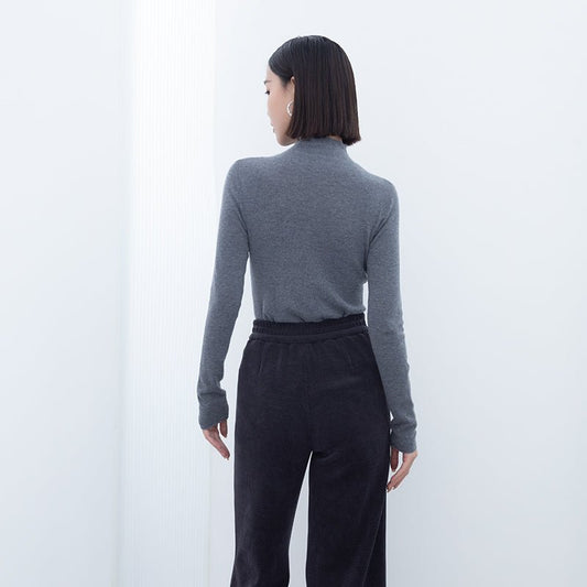Black Slim Cashmere Sweater - SHIMENG