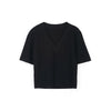 Black V Neck Knitted Top T-shirt - SHIMENG