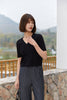 Black V Neck Knitted Top T-shirt - SHIMENG