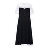 Black White Fake Two Pieces Waist Dress - SHIMENG