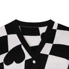 Black & White Short Sleeve Heart Pattern T-shirt - SHIMENG