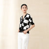 Black & White Short Sleeve Heart Pattern T-shirt - SHIMENG