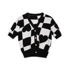 Black & White Short Sleeve Heart Pattern T-shirt - SHIMENG