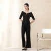 Black Wide Leg Sport Pants - SHIMENG