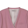Black/Pink Collarless V Neck Suit Blazer - SHIMENG