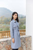Blue Belted Double Breasted Trench Coat - SHIMENG
