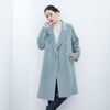 Blue Green Long Double Breasted Wool Coats - SHIMENG