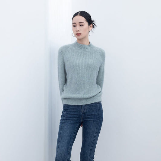 Blue-green Oversize Woolen Sweater - SHIMENG