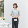 Blue Green Short Sleeve Knitted T-shirt - SHIMENG