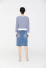 Blue Soft Knit Long Sleeve Stripe Cardigan - SHIMENG
