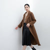 Camel Double Breasted Wool Coats with Belt - SHIMENG