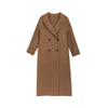 Camel Double Breasted Wool Coats with Belt - SHIMENG