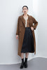 Camel Double Breasted Wool Coats with Belt - SHIMENG