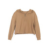 Camel Drawstring Crop Hoodie Sweatshirt - SHIMENG