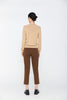 Camel Fake Two Piece V Neck Knit Sweater - SHIMENG