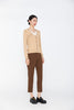 Camel Fake Two Piece V Neck Knit Sweater - SHIMENG