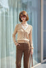 Camel Fake Two Piece V Neck Knit Sweater - SHIMENG