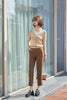 Camel Fake Two Piece V Neck Knit Sweater - SHIMENG