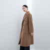 Camel Long Double Breasted Wool Coats - SHIMENG