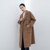 Camel Long Double Breasted Wool Coats - SHIMENG