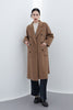 Camel Long Double Breasted Wool Coats - SHIMENG