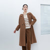 Camel Long Wool Coats with Belt - SHIMENG