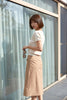 Camel Midi Skirt With Button A Shape - SHIMENG