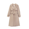 Camel Plaid Double Breasted Trench Coats - SHIMENG