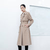 Camel Plaid Double Breasted Trench Coats - SHIMENG