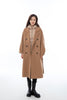 Camel Wool Trench Coat with Waistband - SHIMENG