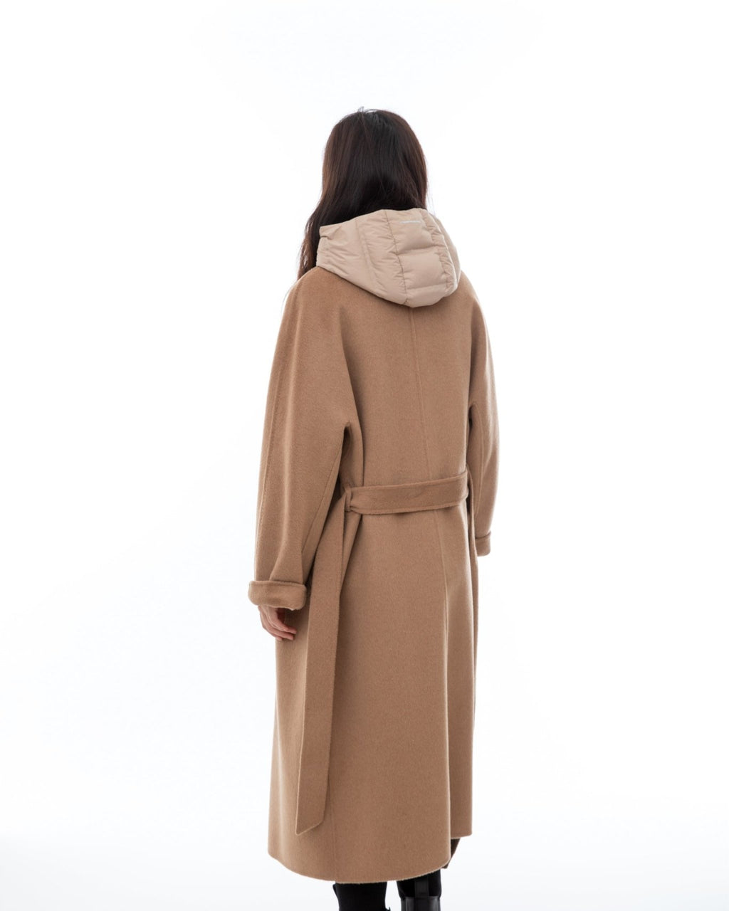 Camel Wool Trench Coat with Waistband - SHIMENG