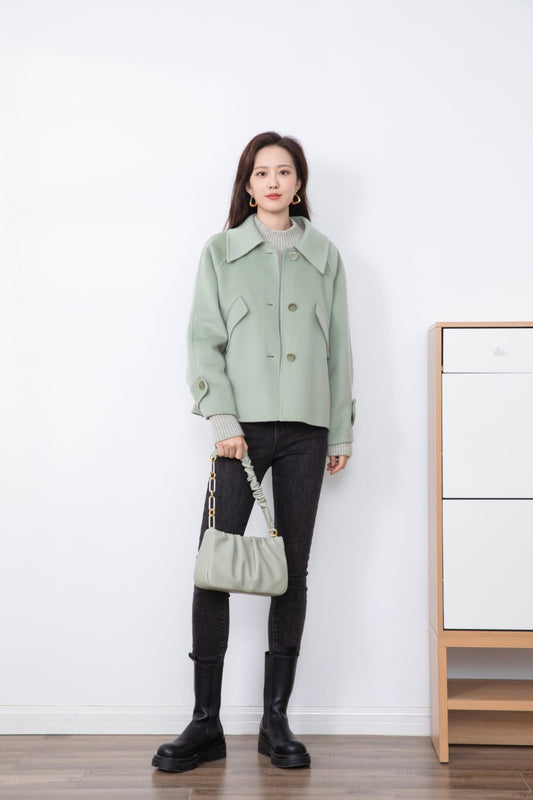 Citron Green Double-sided Wool Coat - SHIMENG