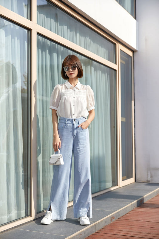 Coconut Milk Pleated Shirt - SHIMENG