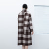 Dark Brown Grid Pattern Long Wool Coats with Scarf - SHIMENG