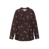 Dark Brown Letter Printed Blouses - SHIMENG