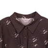 Dark Brown Letter Printed Blouses - SHIMENG