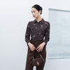 Dark Brown Letter Printed Blouses - SHIMENG