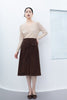 Dark Brown Midi Skirts With Buttons - SHIMENG