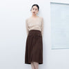 Dark Brown Midi Skirts With Buttons - SHIMENG