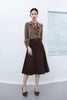 Dark Brown Ruffles Collar Blouses - SHIMENG