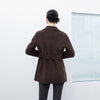 Dark Brown Short Belted Lapel Wool Winter Coat - SHIMENG