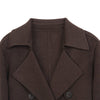 Dark Brown Short Belted Lapel Wool Winter Coat - SHIMENG