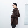 Dark Brown Short Belted Lapel Wool Winter Coat - SHIMENG