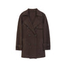 Dark Brown Short Belted Lapel Wool Winter Coat - SHIMENG