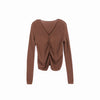 Dark Brown Slim Fit V Neck Knit Sweater - SHIMENG