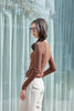 Dark Brown Slim Fit V Neck Knit Sweater - SHIMENG